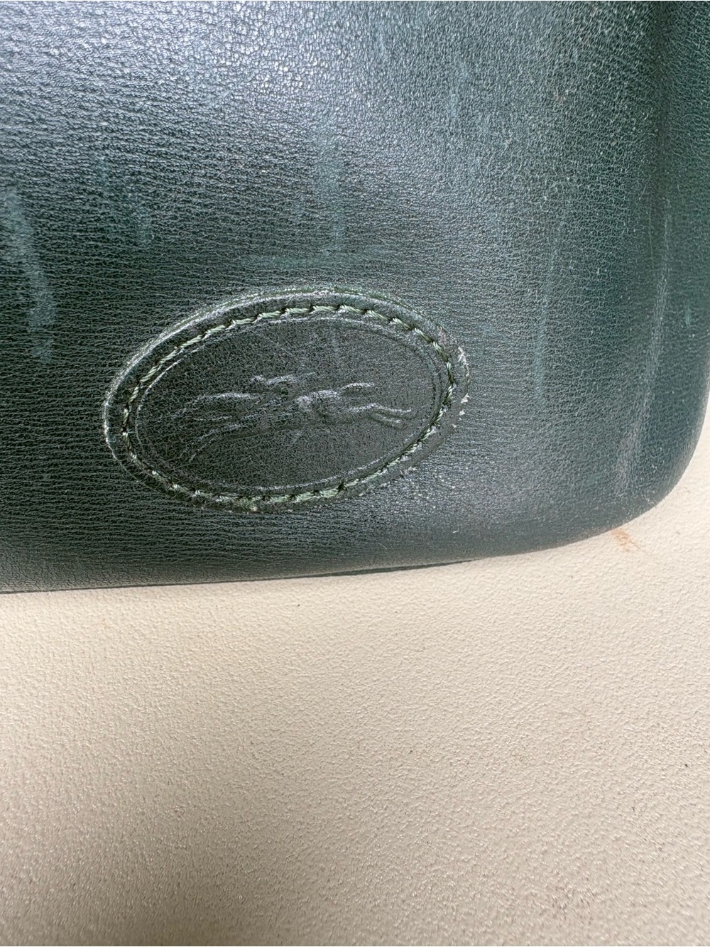 Longchamp Dark Green Leather Satchel with Gold-Tone Accent - Picture 2 of 8
